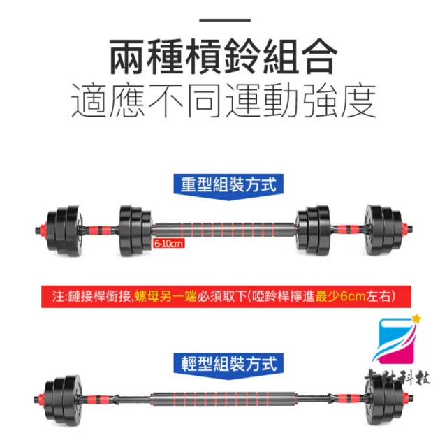 【小不記】20KG啞鈴組/啞鈴/槓鈴(贈 啞鈴桿+連接桿+手套+護碗 力量訓練 重訓 舉重 居家健身 運動健身器材)