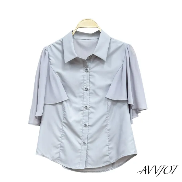 【AVVJOY 艾薇卓爾】斗篷式襯衫(襯 上衣 短袖 襯衫 女襯 女襯衫 短袖襯衫 CLA0471TP)