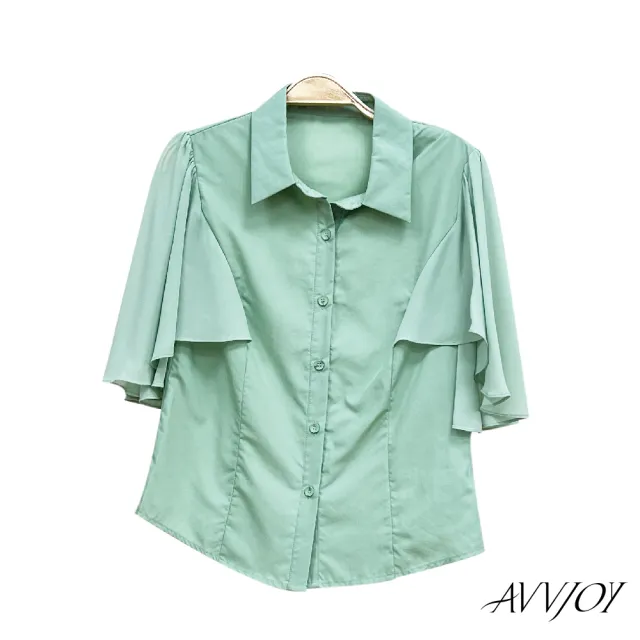【AVVJOY 艾薇卓爾】斗篷式襯衫(襯 上衣 短袖 襯衫 女襯 女襯衫 短袖襯衫 CLA0471TP)