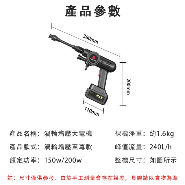 【佳美多】無線洗車機 高壓水槍 洗車機 車用清洗器 水槍 洗車機(鋰電池增壓水搶 輕巧機身 持久續航 1電1充)