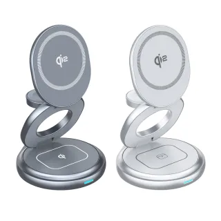 【UKKO】3 in 1 Qi2 磁吸無線充電器(磁吸 Qi2協議 360度旋轉 可折疊 三台同時充電)