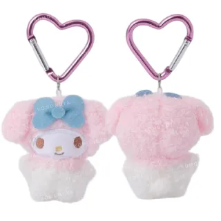 【小禮堂】雙11 Sanrio 三麗鷗 愛心扣環迷你玩偶吊飾 毛茸茸款 Kitty 大耳狗 人魚漢頓(平輸品)