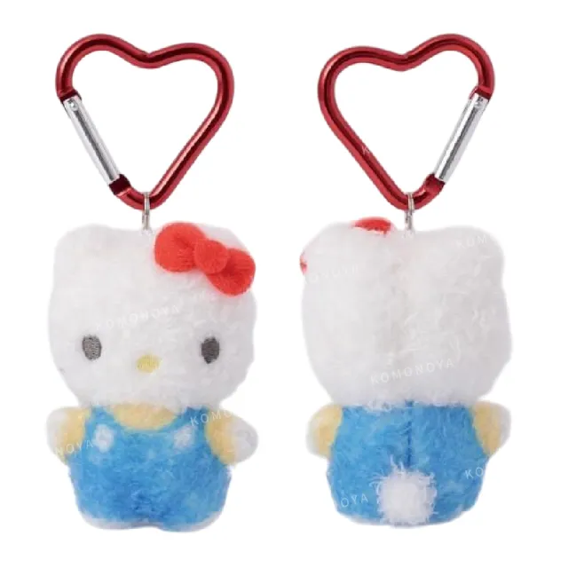 【小禮堂】雙11 Sanrio 三麗鷗 愛心扣環迷你玩偶吊飾 毛茸茸款 Kitty 大耳狗 人魚漢頓(平輸品)