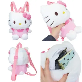 【小禮堂】雙11 Sanrio 三麗鷗 絨毛玩偶兒童後背包 坐姿款 Kitty 大耳狗 酷洛米(平輸品)