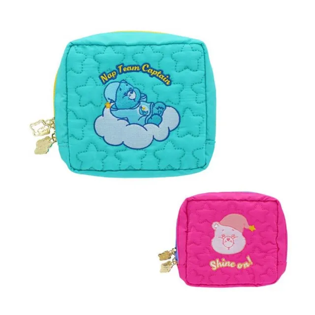 【小禮堂】Carebear 彩虹熊 方形化妝包 星星款(平輸品)