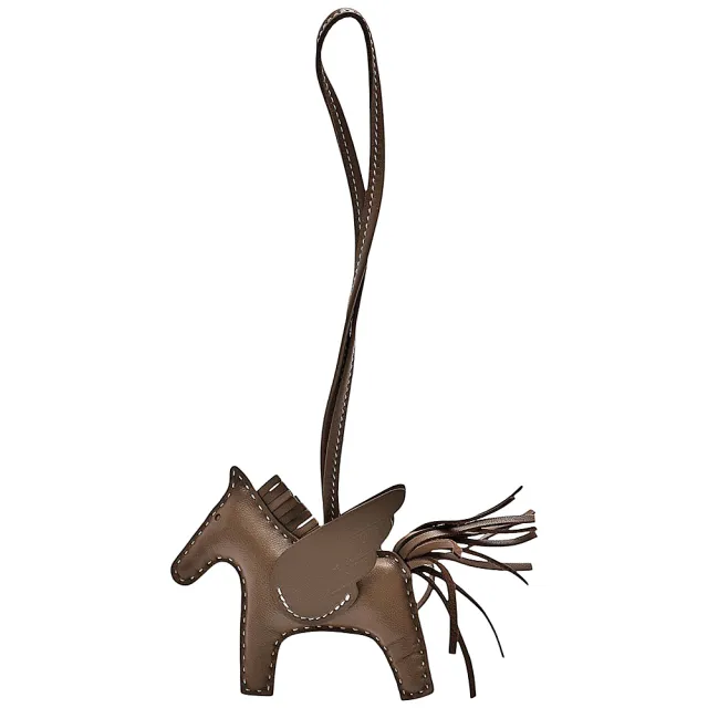 【Hermes 愛馬仕】RODEO飛馬造型小羊皮鑰匙圈/吊飾(迷你-錫灰色H083010CA-ETAIN)