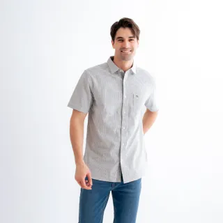 【Arnold Palmer 雨傘】男裝-條紋牛津布短袖襯衫(藍色)