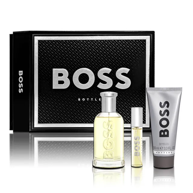 【HUGO BOSS】自信男性淡香水香氛禮盒-淡香水100ML+隨身瓶10ML+沐浴膠 100ML