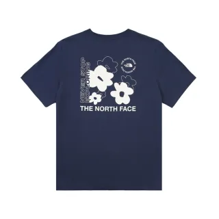 【The North Face 官方旗艦】北面男女款藍色趣味印花設計短袖T恤｜8EYB8K2