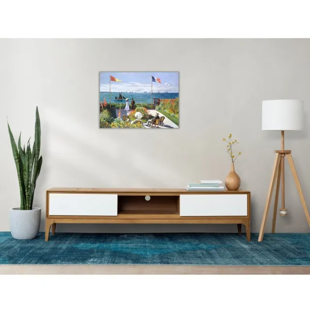 《聖阿德雷斯花園陽台》莫內Monet．印象派畫家 世界名畫 經典名畫 風景油畫-無框60x80CM
