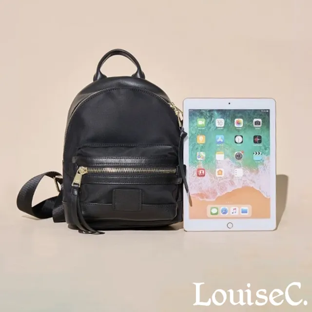 【LouiseC.】Tree House 韓國水洗防水布小牛皮圓弧後背包-3色(真皮包包 CC16016)