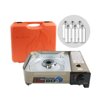 【Iwatani 岩谷】BOⅢ強火_日本FFD防風磁式瓦斯爐-4.1kw-附收納殼-搭贈6入瓦斯罐(CB-AH-41N+瓦斯罐6入)