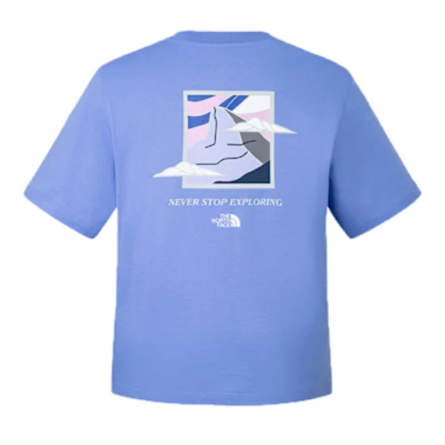 【The North Face】北臉 短袖上衣 女 亞規 W RLX MTN BOX LOGO SS TEE GRAPHIC 藍 NF0A8DCA0YI