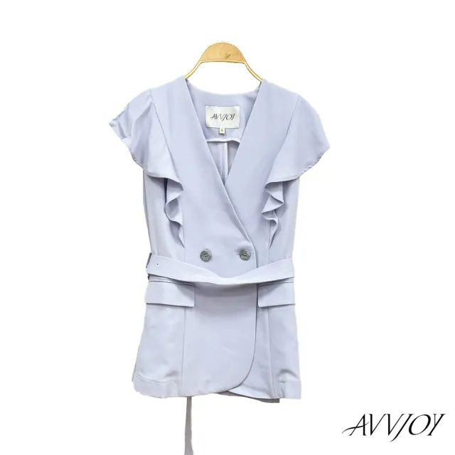 【AVVJOY 艾薇卓爾】荷葉邊系帶馬甲(上衣 T恤 大學T 短袖t 短袖t恤 CLA0468TP)