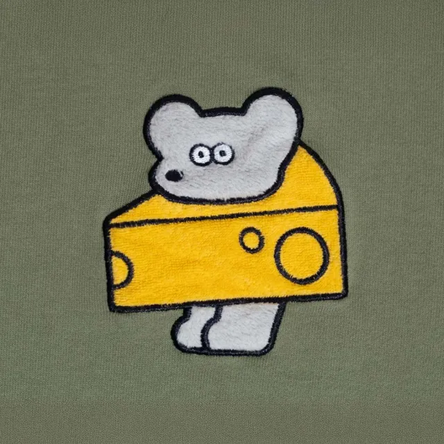 【ANDY THE MOUSE】安迪老鼠-舒適純棉帽T-嗅嗅小鼠(森林綠)