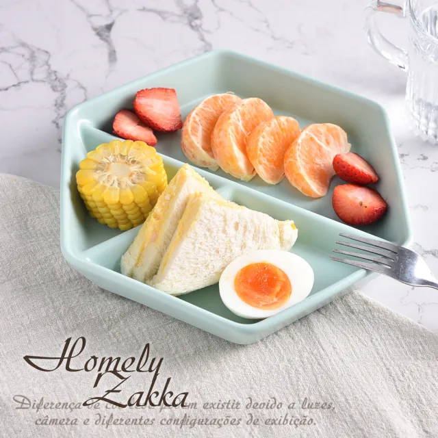 【Homely Zakka】北歐六角型陶瓷分隔餐盤/211餐盤/3格分隔餐盤_四款任選(健康分隔盤 健身餐盤 減脂餐盤)
