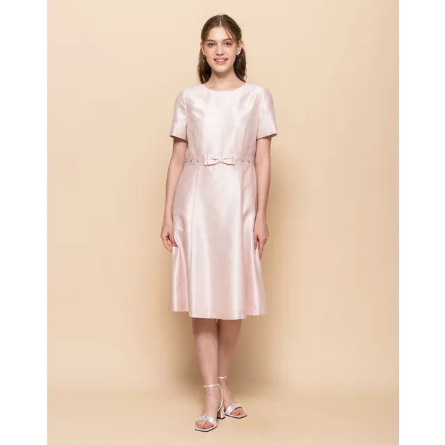 【perng yuh 芃諭名品】耀光悠采 珠飾 仿山東綢 洋裝(2025 SS Collection|4A春夏新品上市)