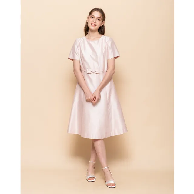 【perng yuh 芃諭名品】耀光悠采 珠飾 仿山東綢 洋裝(2025 SS Collection|4A春夏新品上市)