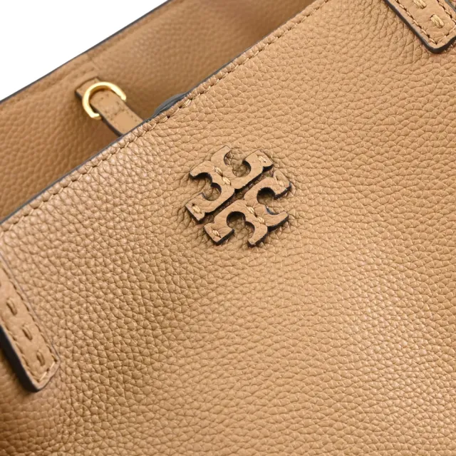 【TORY BURCH】Mcgraw 簡約雙T LOGO荔枝皮革肩背包大托特包(淺咖)