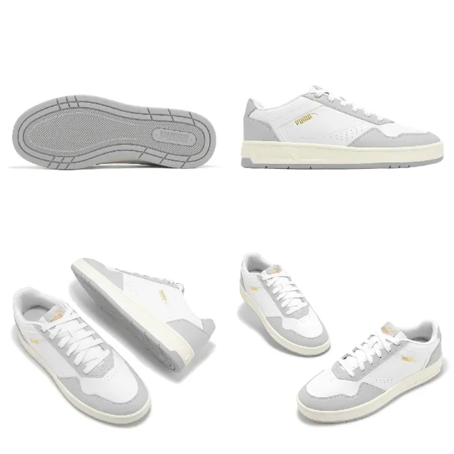 【PUMA】休閒鞋 Court Classic 男鞋 女鞋 灰 白 皮革 復古 百搭 情侶鞋(395018-18)