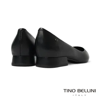【TINO BELLINI 貝里尼】巴西素面低跟圓尖包鞋FWCT037A-1(黑)