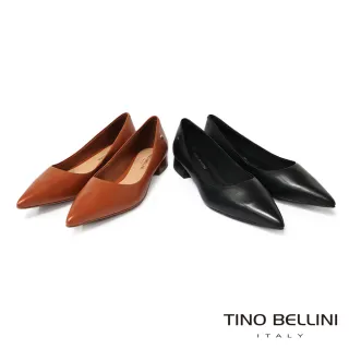 【TINO BELLINI 貝里尼】巴西素面低跟圓尖包鞋FWCT037A-1(黑)
