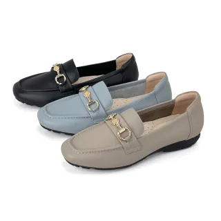 【Robinlo】真皮時髦馬銜釦樂福鞋CHLORIS(經典黑/天空藍/可可棕)