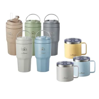 【BLACK HAMMER】鈦芯涼不鏽鋼手提冰壩杯930ml+304不鏽鋼530ml保溫保冰辦公杯(多色可選)