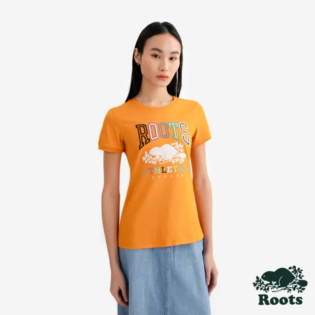 【Roots】Roots女裝- POP RBA SLIM 短袖上衣(沙漠橘)