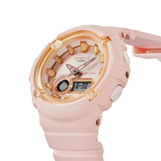 【CASIO 卡西歐】BABY-G 彩糖活力橘 橘子氣水糖 雙顯電子錶(BGA-280SW-4A)