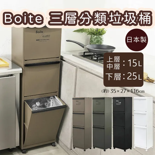 【日本 LIV PLUS】BESTCO Boite 三層分類垃圾桶