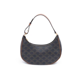 【CELINE】TRIOMPHE AVA 經典老花 小牛皮 半月包 肩背包(193952BZJ01BC/04LU)