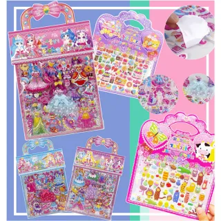 【安朵童舖】現貨兒童公主換裝泡泡貼女寶雙層蕾絲裙公主貼貼畫女童換裝貼(036/028/44)