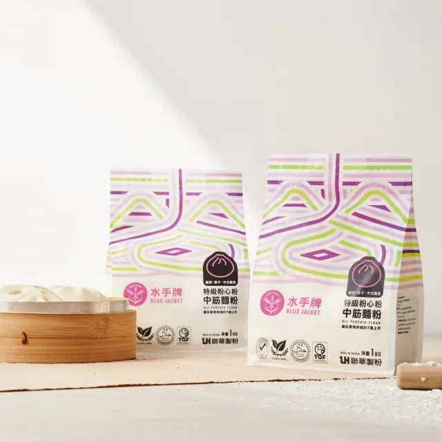 【聯華麵粉】水手牌特級粉心粉1kgx12入/箱(中筋、麵食點心適用)  (TQF微笑標章)