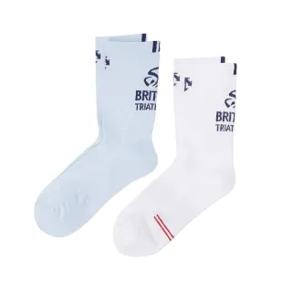 【DESCENTE】迪桑特 中性 運動襪 襪子 中筒襪(藍色/白色)