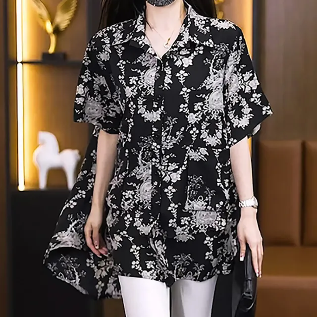 【麗質達人】2281黑色印花上衣-LY(L-5XL)