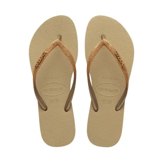 【havaianas 哈瓦仕】拖鞋 女鞋 夾腳拖 閃亮 Slim Glitter Ii 沙灰色 4146975-9177W(哈瓦士)