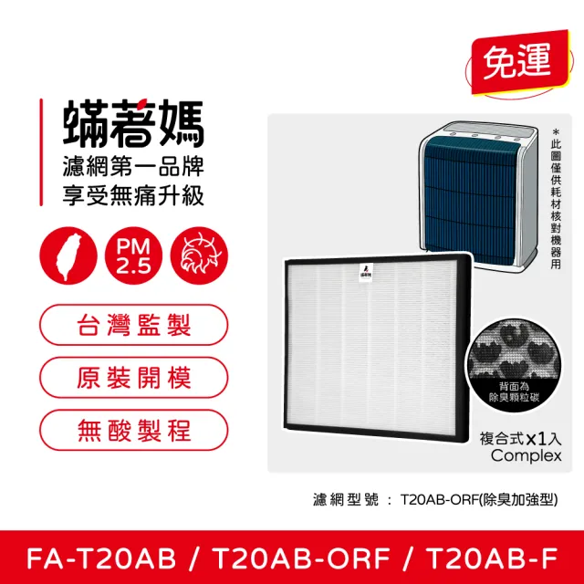 【蟎著媽】濾網(適用 3M T20AB FA-T20AB T20AB-ORF 極淨型10坪空氣清淨機)