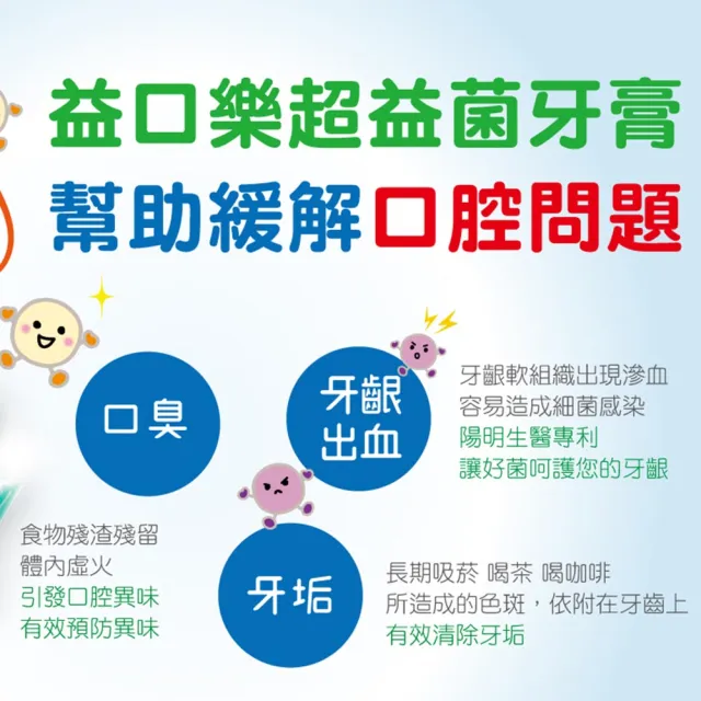 【YM BIOMED 陽明生醫】益口樂超益菌牙膏(120g/條)
