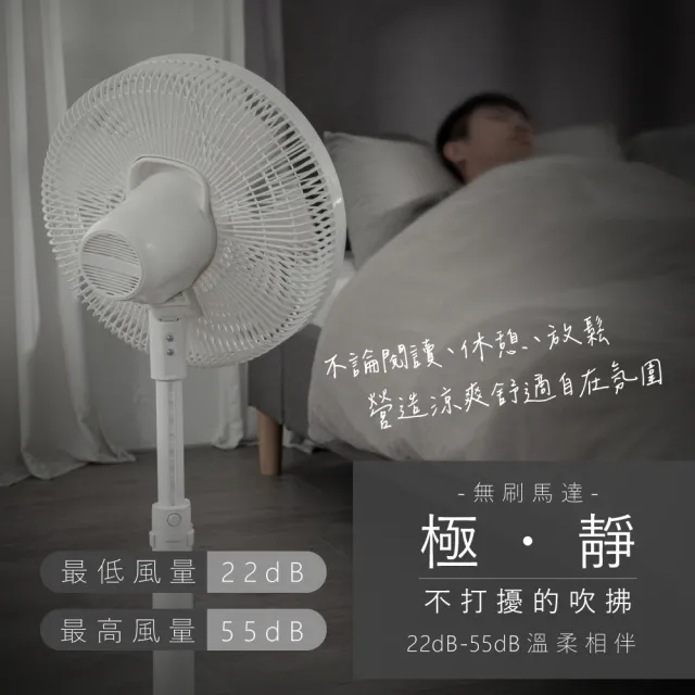 【KINYO】14吋無刷遙控靜音省電DC扇/DC循環扇  附無線遙控器/可升降/12檔風速/12H定時 DCF-1408
