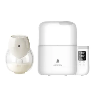 【Snowbear 小白熊】母乳媽媽推薦 智允電動吸乳器1入+智能拍拍雙瓶溫奶器(電動吸乳器 吸乳器 溫奶器 哺乳)