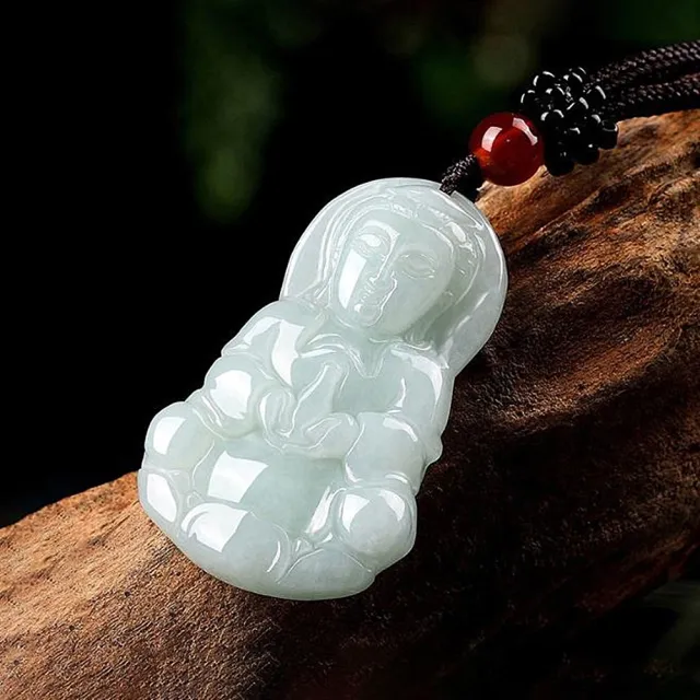 【Penny 珮妮】緬甸A貨翡翠觀音吊墜毛衣鍊項鍊(母親節 父親節 交換禮物 生日禮 情人節 尾牙 新年 結婚)