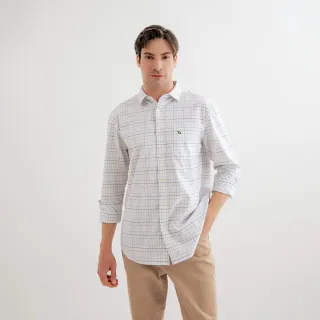 【Arnold Palmer 雨傘】男裝-格紋緹織長袖襯衫(白色)