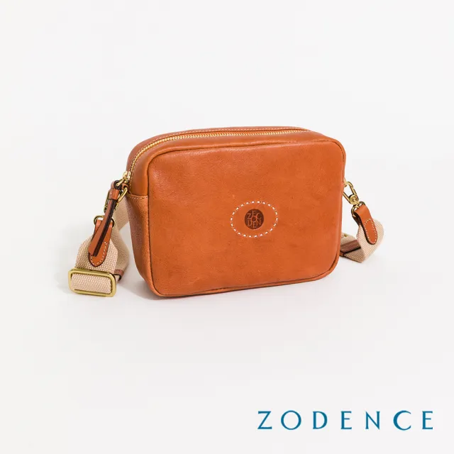 【ZODENCE 佐登司】HAN義大利植鞣革方型斜背小包(經典駝)