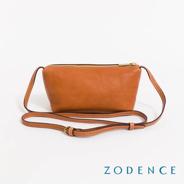 【ZODENCE 佐登司】HAN義大利植鞣革船型斜背手機包(經典駝)