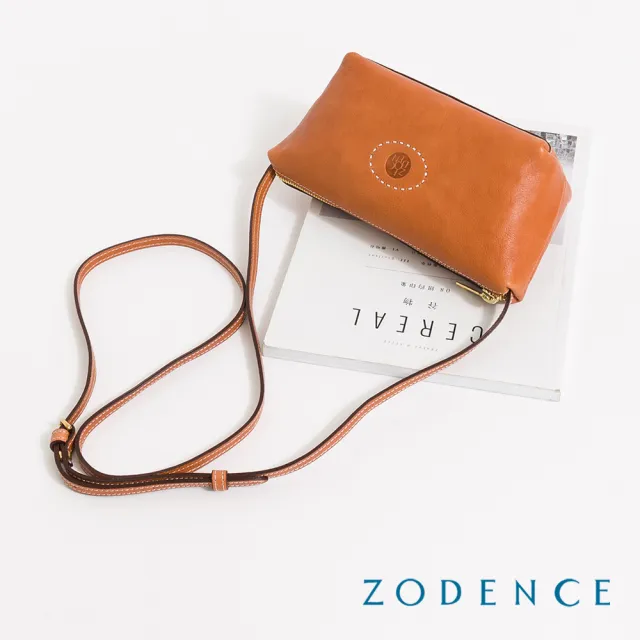 【ZODENCE 佐登司】HAN義大利植鞣革船型斜背手機包(經典駝)