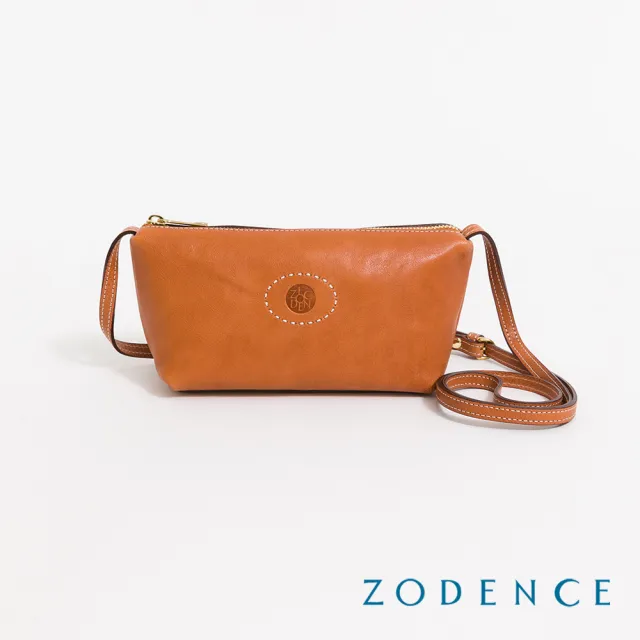 【ZODENCE 佐登司】HAN義大利植鞣革船型斜背手機包(經典駝)