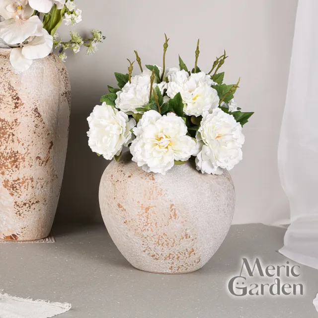 【Meric Garden】法式侘寂瓏華織憶陶瓷花瓶/裝飾花瓶/桌面擺飾_S(花藝花器 插花裝飾品 造型花)