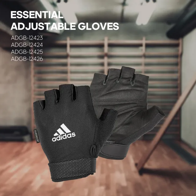 【adidas 愛迪達】可調式透氣短指訓練手套-白(S-XL)