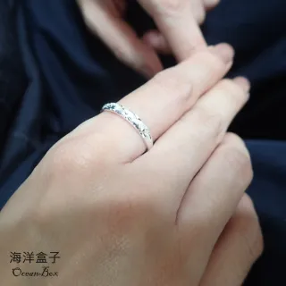 【海洋盒子】3MM寬。閃耀菱格滿天星素銀色足銀999純銀戒指(可調整戒圍)